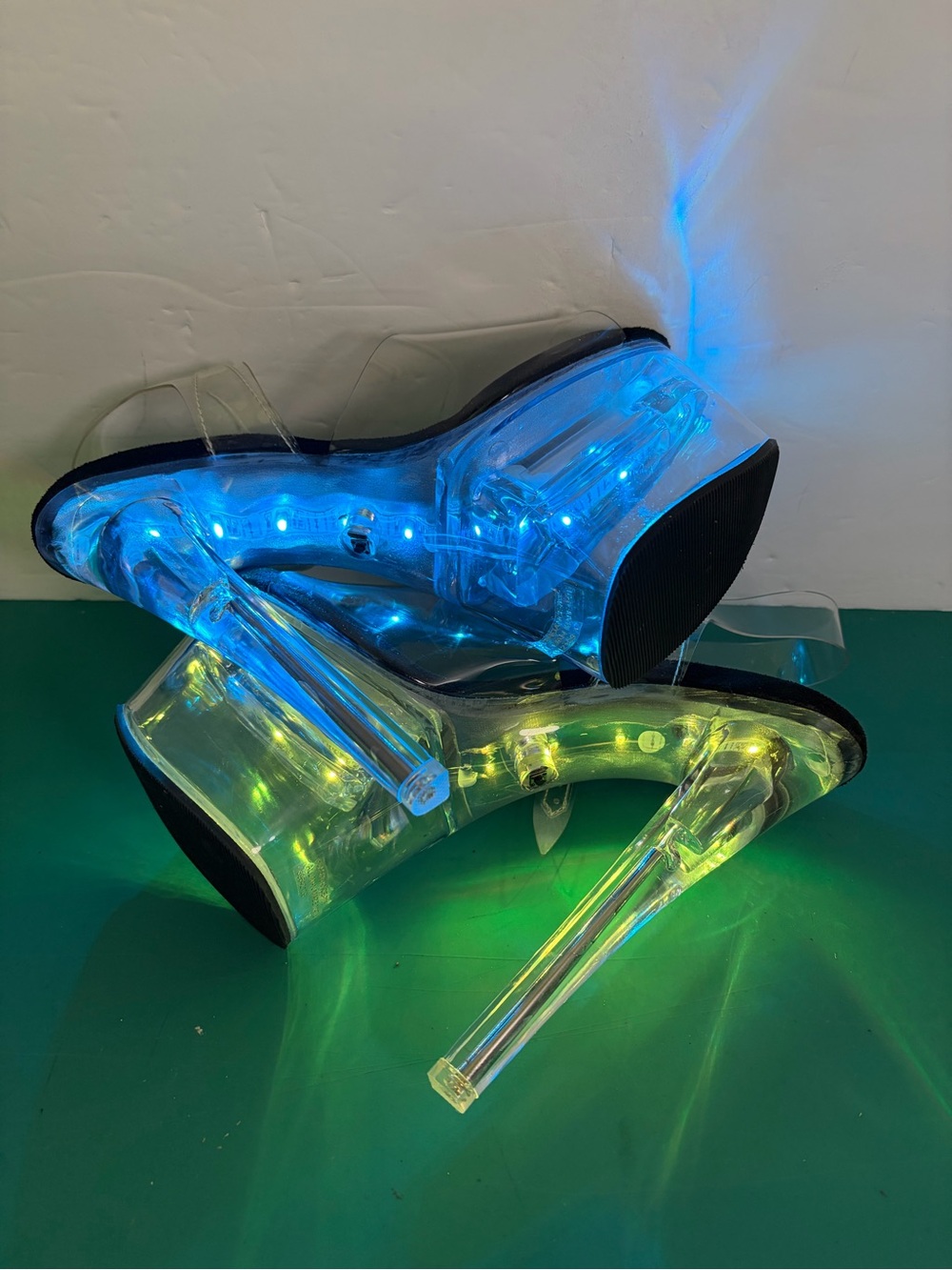 Pleaser Flashdance 708 LED Clear Platform Heels Stripper Shoes Size 8 - Picture 11 of 16